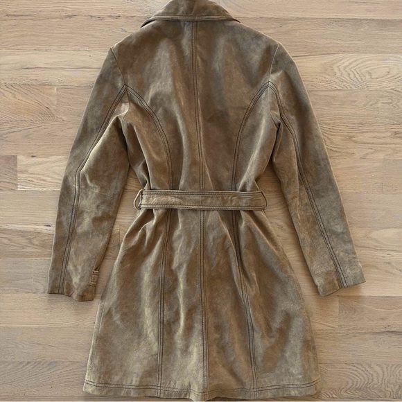 100% Leather Suede Trench Coat - Picture 2 of 8